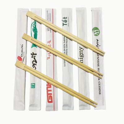 Custom Logo Disposable Bamboo Chopsticks with Full Paper Sleeve in 18cm 21cm 23cm Lengths
