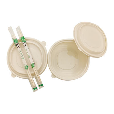 Cor natural Caixa de almoço descartável Biodegradável Amido de milho Taça portátil à prova de fugas