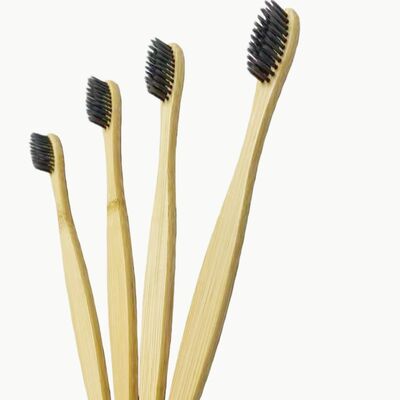 OEM Grátis Biodegradável Eco Amigável Preto Suave Bamboo Escova de Dentes para Dentes Limpos